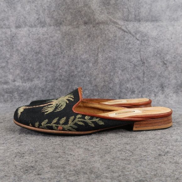 Talbots Shoes Women 5.5 Mule Slip On Fashion Classic Palm Tree Needlepoint Black - Picture 4 of 16